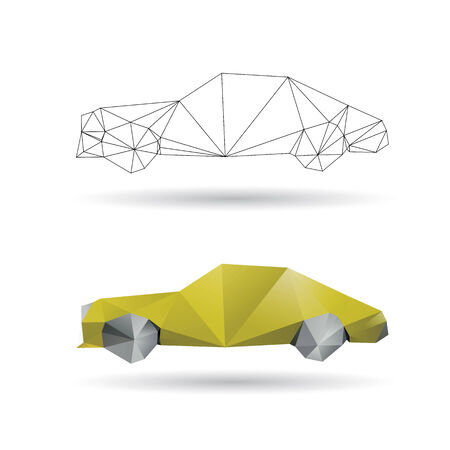 Yellow car isolated on a white backgroundsのイラスト素材