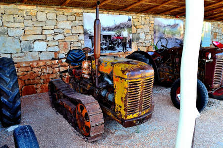 old crawler agricultural tractorの写真素材