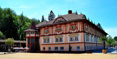 spa house built according to the design of the Slovak architect Du?an Jurkovi?, Luhacovice Spa, Czech Republicの写真素材