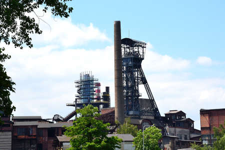View of an old coal mine with an abandoned old smelter, V?tkovice, Ostravaの写真素材