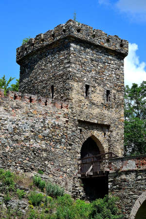 castle tower with entrance gate, Bitov Castle, Czech Republic