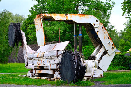 view of an old mining machine from a deep black coal mine, Landek, Ostrava, Czech Republic