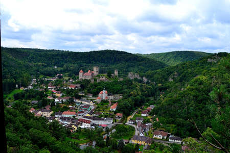 picture of the smallest Austrian town Hardegg with the castle of the same name, Austriaのeditorial素材