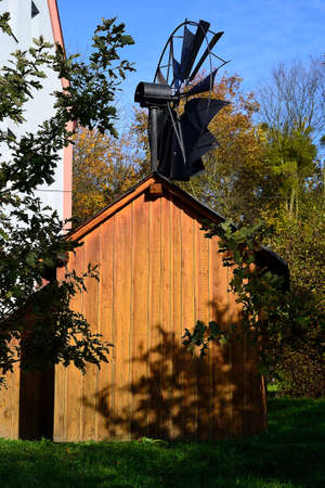photo of a windmill technical monuments associated with agriculture in past centuries, Å enov, North Moravia, 30.10.2020, Czech Republicの写真素材