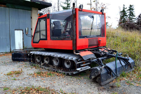 photos of snowmobiles ready for maintenance of cross-country trails in the winter season, Beskydy...