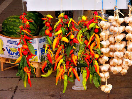 Vegetable market in summer Croatia on the Adriatic coast, Rovinj, Croatiaの写真素材