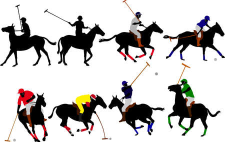 polo players vector silhouettesのイラスト素材