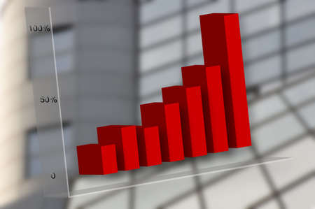 red business graph with building in backgroundの写真素材
