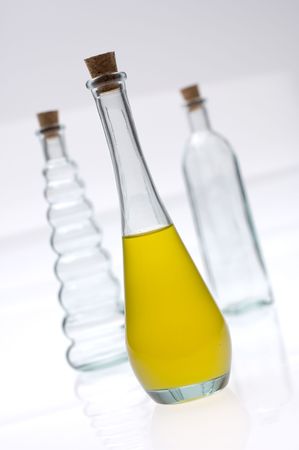 olive oil in bottle close up shootの写真素材