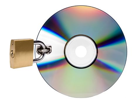 compact disc locked on white background close upの写真素材