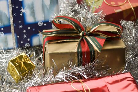 beautiful christmas gifts decorated close up shoot