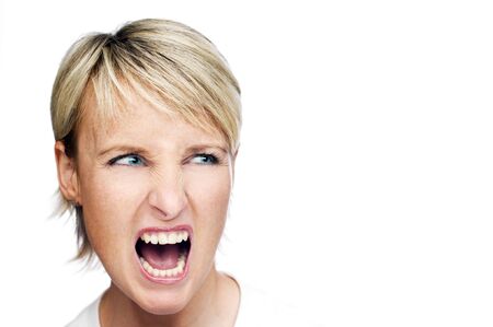 angry young woman screaming close up shoot