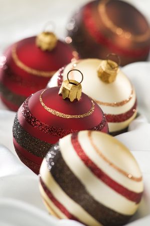 christmas balls with shallow focus close up shootの写真素材