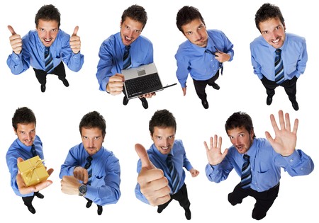 multiple business man figures isolated on white