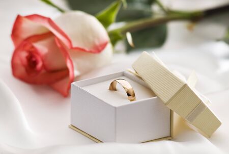 wedding ring in a box close up shoot