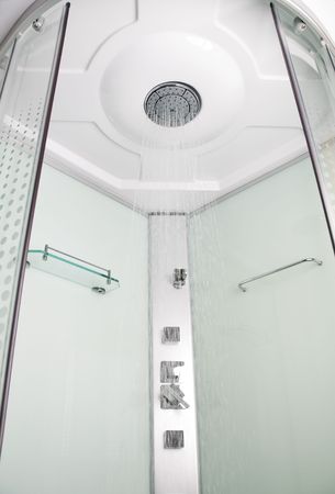 Shower cabin in the bathroom close up shootの写真素材