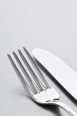 Silver fork and knife close up shootの写真素材
