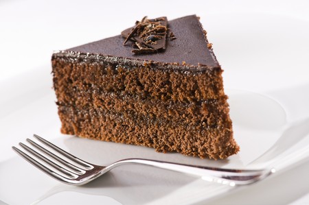 Beautiful tasty chocolate sacher cake close up shootの写真素材