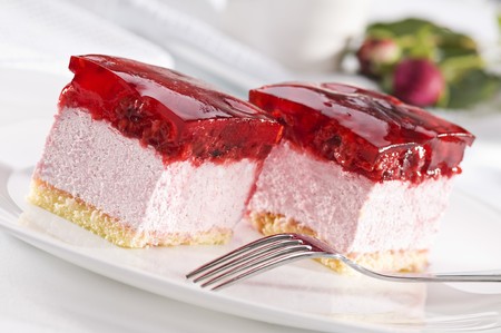 Beautiful tasty raspberry cake close up shootの写真素材
