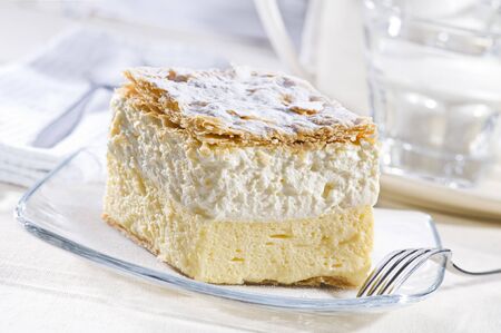 Delicious Slovenian cream cake close up shootの写真素材