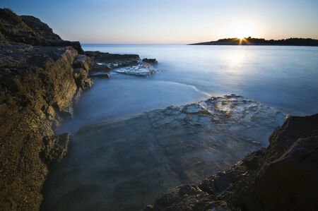 Beatiful sunset on the coast of Croatiaの写真素材