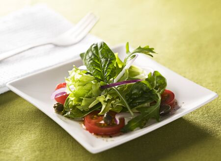 Fresh green mixed salad close up shootの写真素材