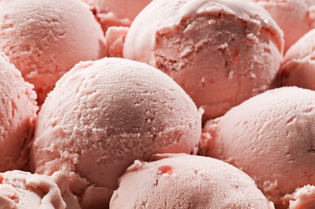Fresh strawberry ice cream close up shootの写真素材