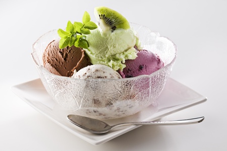 Fresh mixed ice cream close up shoot