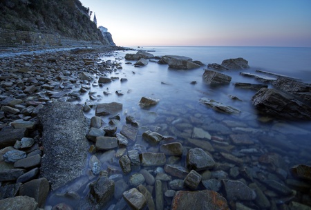 Beautiful seascape at dusk in Piran - Sloveniaの写真素材