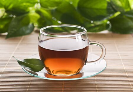 Hot cup of tea close up shootの写真素材