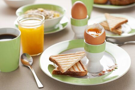 Boiled egg for breakfast close up shoot
