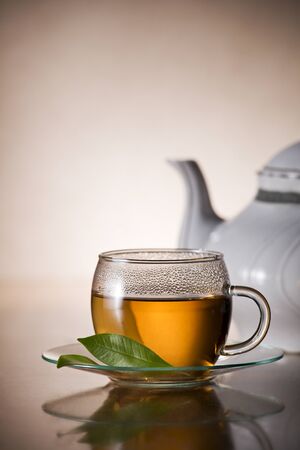Glass of hot tea close up shootの写真素材