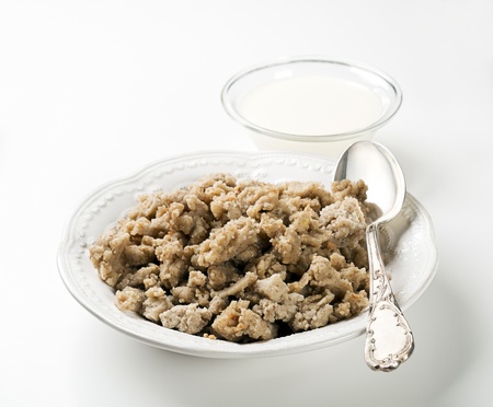 Slovenian traditional buckwheat meal close up shootの写真素材