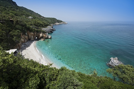 Beautiful sand beach in Milopotamos - Greece の写真素材