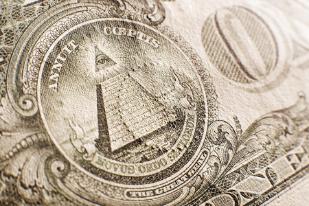 US one dollar bill on the back close upの写真素材