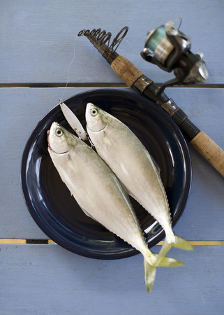 Fresh fish on the table close up の写真素材