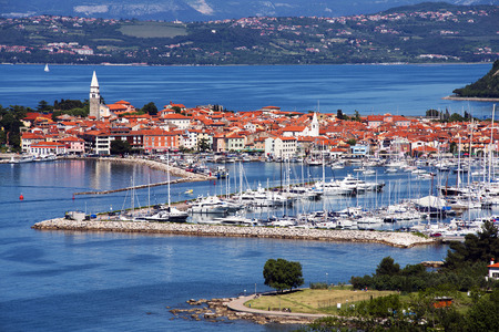 Beautiful coast town Izola - Slovenia from aboveの写真素材