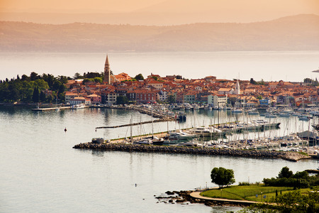Beautiful coast town Izola - Slovenia from aboveの写真素材