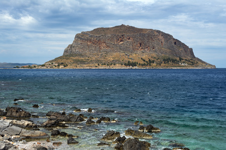 The rock of historic Monemvasia, Peloponnese, Greeceの写真素材