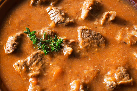 Portion of traditional Beef stew - goulash close up shootの写真素材