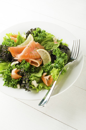 Salad - smoked salmon with vegetablesの写真素材