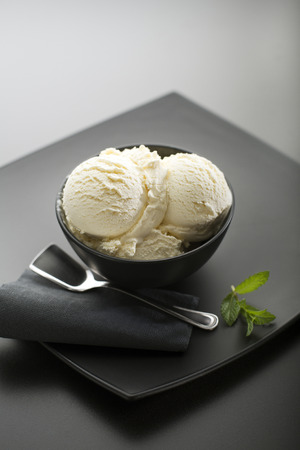 Ice cream on a black close upの写真素材