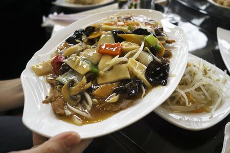 Fresh duck asian dish - chop suey close upの写真素材