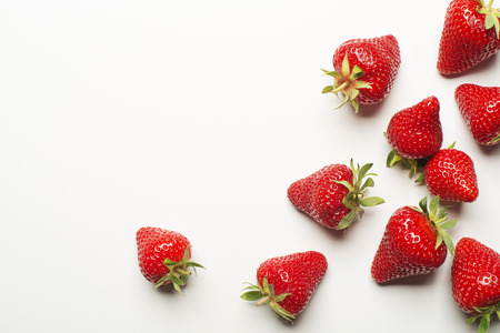 Fresh red strawberry on a white background close up.の写真素材