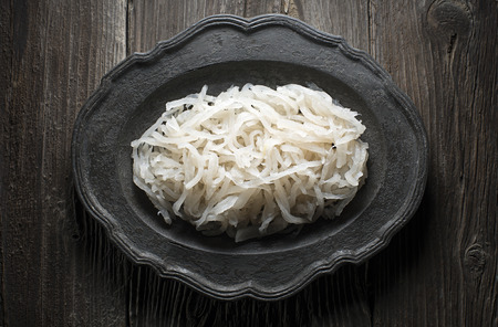 Traditional fresh and healthy sour turnip on wooden backgorund.の写真素材