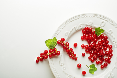 Fresh redcurrant berries on white background close upの写真素材