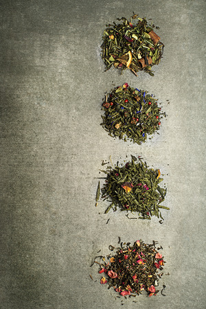 Dry Collection of different types tea herbs and spicesの写真素材