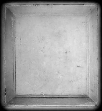 Background blank of grey wooden frame. Old silver frame with empty grunge canvas for your text, photo, image. beautiful vintage backgroundの写真素材