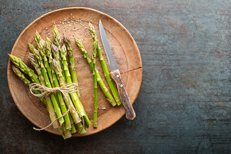 Fresh of green Asparagus. Bunches of green asparagus, top view Imageの写真素材