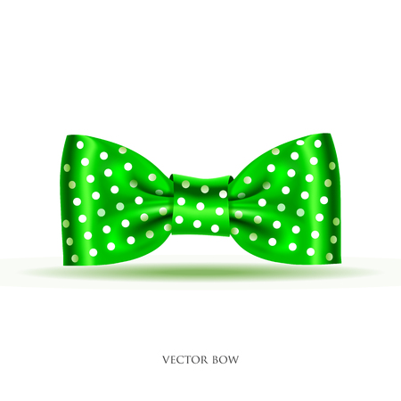 Vector illustration of festive green bow with white dotのイラスト素材
